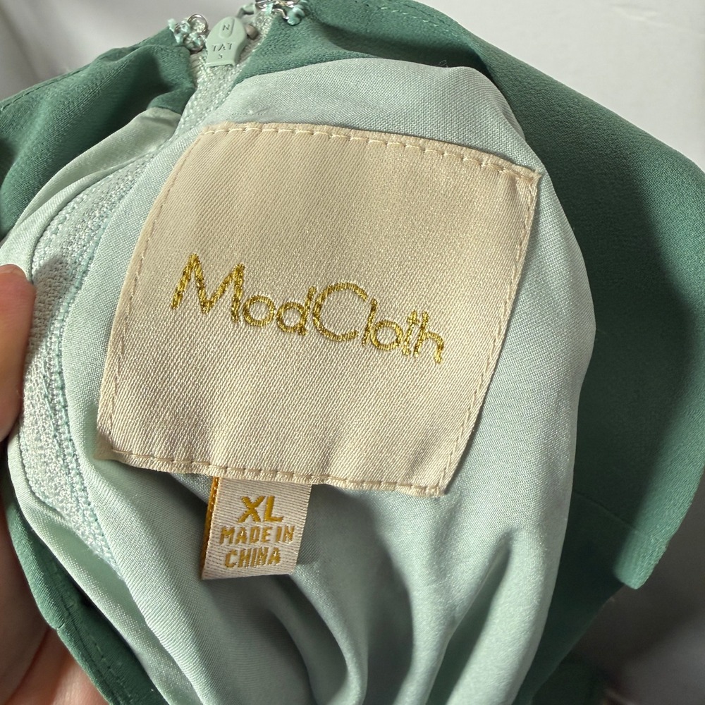 ModCloth Green Colorblock High Low Halter Neck Sleeveless Dress XL - Picture 4 of 4